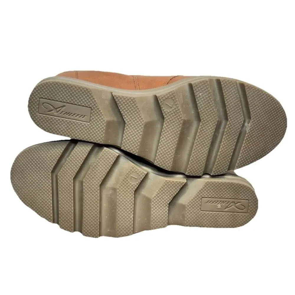 Athlefit Tan Sawtooth Boots Womens 7 M Brown Hidden Wedge Comfort Ankle Booties